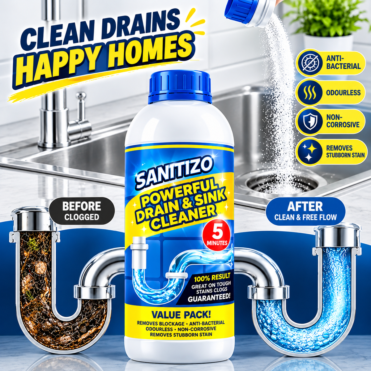 Powerful Sink & Drain Cleaner - Buy 1 Get 3 Free