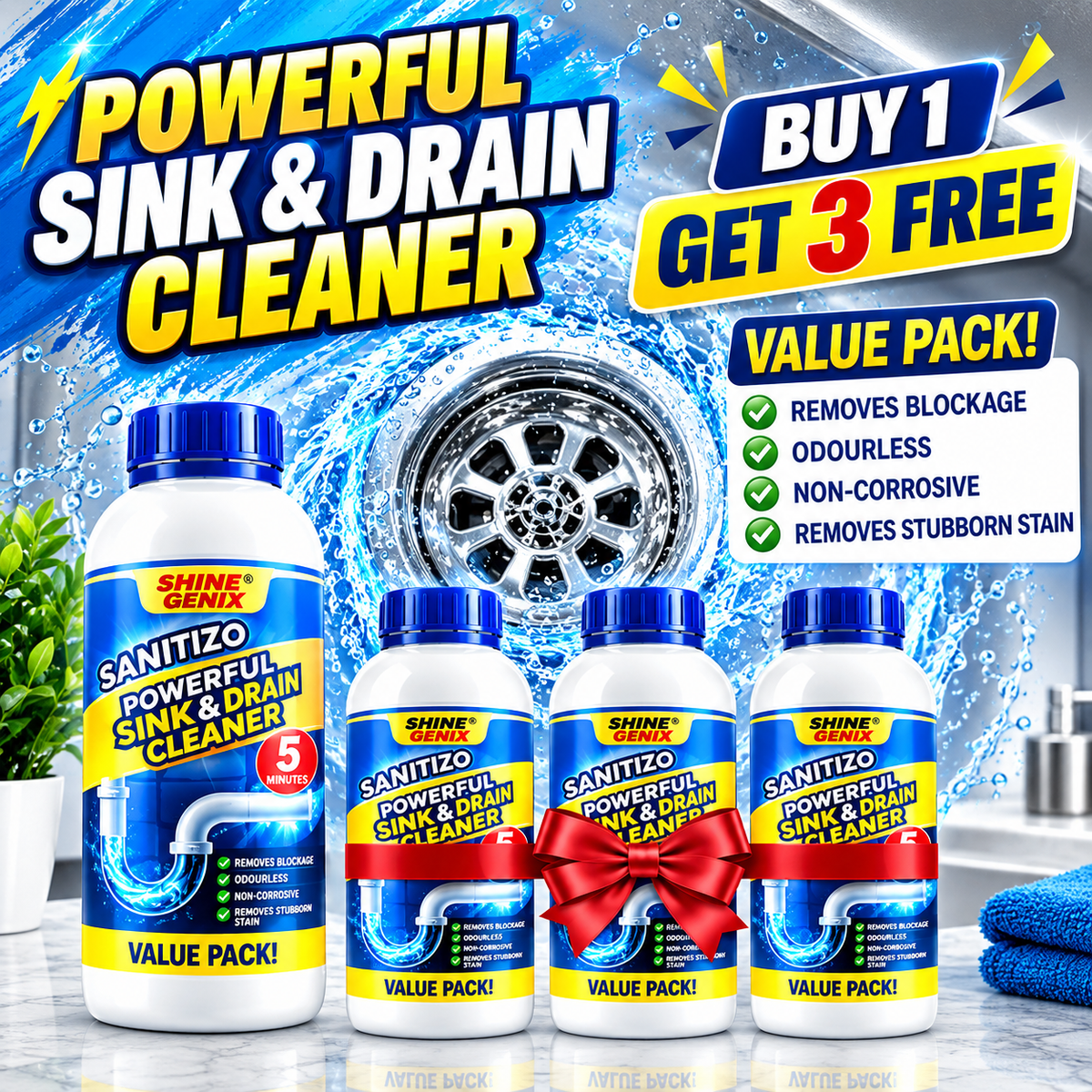 Powerful Sink & Drain Cleaner - Buy 1 Get 3 Free